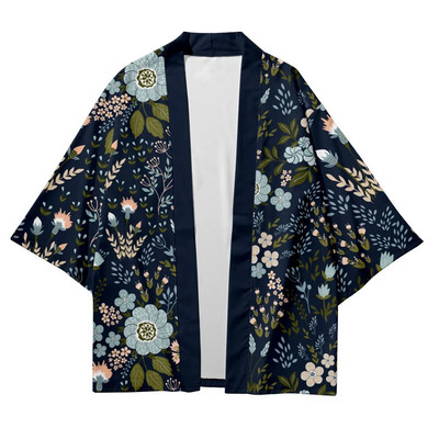 Pāra apdruka ar ziedu tao halātu un pidžamu bikses kimono 3/4 piedurknēm jaciņa Peldmētelis Apakšveļa ikdienišķa brīva mājas apģērba liela izmēra 6XL