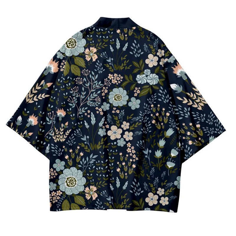 Tao ogrtač s cvjetnim uzorkom za par i pidžama Hlače Kimono Kardigan s 3/4 rukava Ogrtač za kupanje Donje rublje Ležerna široka kućna odjeća Velika veličina 6XL