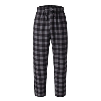Модна мъжка ежедневна памучна пижама, дълъг панталон, мек, удобен, свободен еластичен колан с карирана уютна пижама, домашни дневни панталони, нови