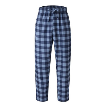 Модна мъжка ежедневна памучна пижама, дълъг панталон, мек, удобен, свободен еластичен колан с карирана уютна пижама, домашни дневни панталони, нови