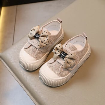 2023 Детска мода за момичета Ежедневни обувки Bow Polka Dot Print Sweet Light Princess Hook & Loop Универсални детски обувки Обикновени нови