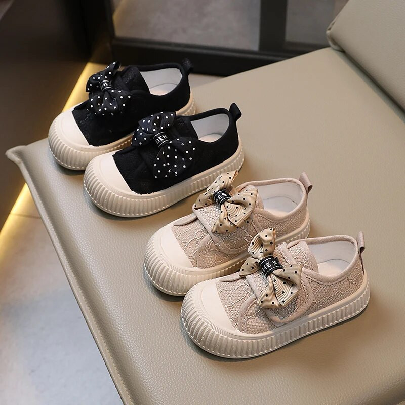 2023., dječje modne cipele za djevojčice, ležerne cipele s mašnom na točkice Sweet Light Princess Hook & Loop Svestrane dječje cipele Jednostavne nove