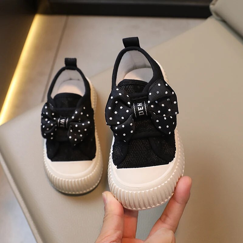 2023., dječje modne cipele za djevojčice, ležerne cipele s mašnom na točkice Sweet Light Princess Hook & Loop Svestrane dječje cipele Jednostavne nove