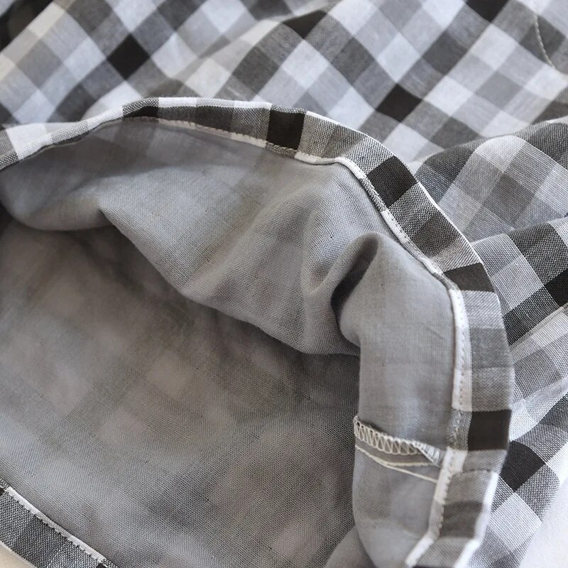 Ljeto 2023., nove muške salonske pidžame hlače s uzicom i elastičnim strukom, labave donjice za spavanje, muške plave karirane široke kućne kratke hlače