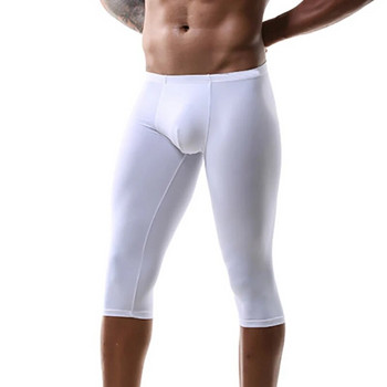 2XL Мъжки долнища за сън Дълги боксерки Ултра тънки ледени копринени безшевни бельо Летни клинове Панталони Спално облекло Пижами Къси панталони