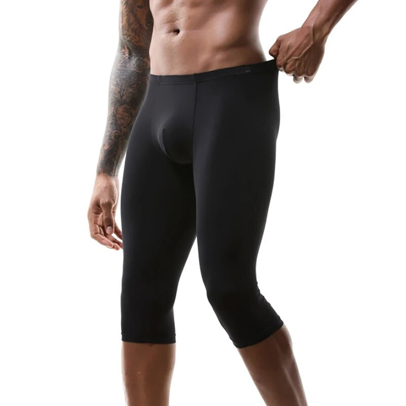 2XL Muške donjice za spavanje Duge bokserice Ultra tanke ledeno svilene bešavne donje rublje Ljetne tajice Hlače Odjeća za spavanje Pidžame Kratke hlače