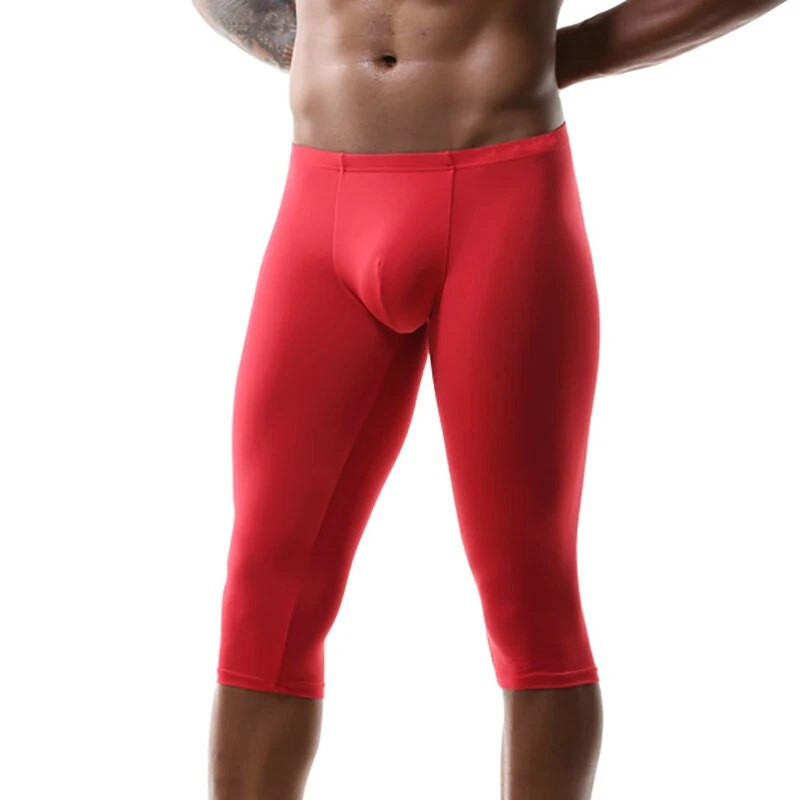 2XL Muške donjice za spavanje Duge bokserice Ultra tanke ledeno svilene bešavne donje rublje Ljetne tajice Hlače Odjeća za spavanje Pidžame Kratke hlače