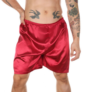 YUFEIDA Мъжки секси долнища за сън Копринени сатенени пижами Шорти Меки копринени боксерки Шорти Домашно бельо Къси къси панталони Нощни гащи