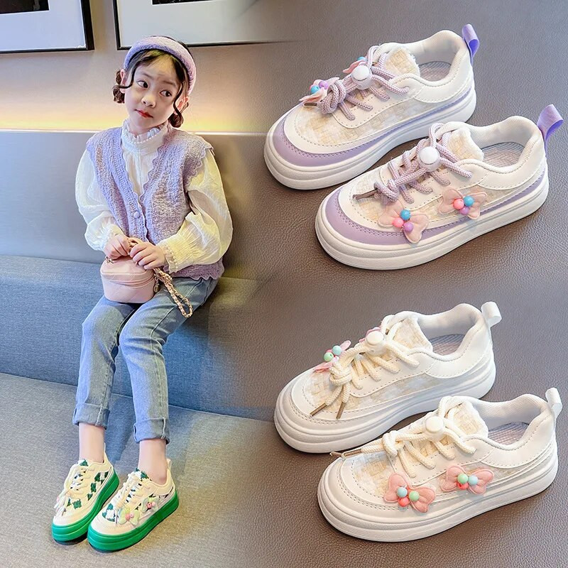 Zapatillas Autumn New Kid Casual Shoe Cute Little Flower Girl Sports Shoe Bow Skate Shoe Girl Shoe Παιδικά αθλητικά παπούτσια Παιδικά παπούτσια τένις
