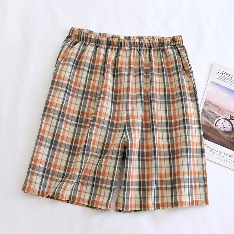 Nove muške pamučne kratke pidžame Ljetne tanke kućne hlače veće veličine Ležerna odjeća za spavanje Donji dio spavanja Odjeća za spavanje Karirane hlače Muškarci 2022.