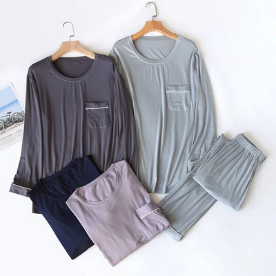 Fdfklak Modal μακρυμάνικο πιτζάμες για άντρες Lounge Sleepwear Σετ Σαλόνια 2022 Άνοιξη Φθινόπωρο Νέα Ανδρικά Ενδύματα σπιτιού