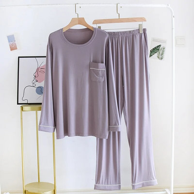 Fdfklak Modal μακρυμάνικο πιτζάμες για άντρες Lounge Sleepwear Σετ Σαλόνια 2022 Άνοιξη Φθινόπωρο Νέα Ανδρικά Ενδύματα σπιτιού