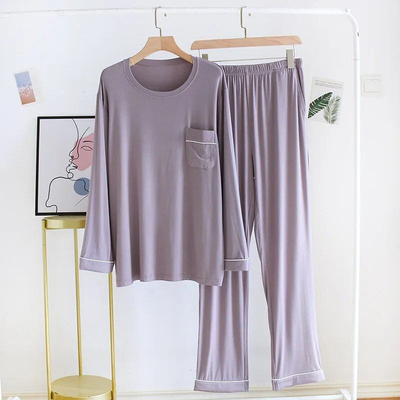 Fdfklak Modal μακρυμάνικο πιτζάμες για άντρες Lounge Sleepwear Σετ Σαλόνια 2022 Άνοιξη Φθινόπωρο Νέα Ανδρικά Ενδύματα σπιτιού