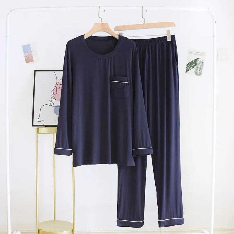 Fdfklak Modal μακρυμάνικο πιτζάμες για άντρες Lounge Sleepwear Σετ Σαλόνια 2022 Άνοιξη Φθινόπωρο Νέα Ανδρικά Ενδύματα σπιτιού