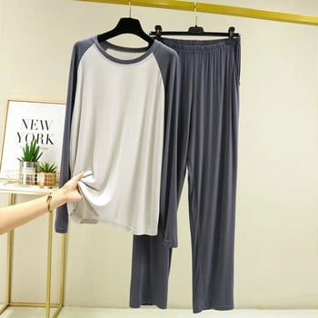 Άνοιξη και Φθινόπωρο Modal Ανδρικά Σετ Πυτζάμες 2024 Μαλακά ρούχα για το σπίτι Ανδρικές casual άνετες πιτζάμες Loose fashions Sleepwear μεγάλο μέγεθος