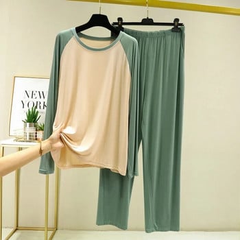 Άνοιξη και Φθινόπωρο Modal Ανδρικά Σετ Πυτζάμες 2024 Μαλακά ρούχα για το σπίτι Ανδρικές casual άνετες πιτζάμες Loose fashions Sleepwear μεγάλο μέγεθος