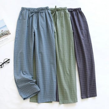 Двойки Памучни панталони Мъжки Дамски долнища за сън Пижами Летни памучни карирани панталони Тънка домашна пижама homme ropa hombre 2022