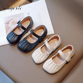 Meiteņu ādas apavi Pavasaris Rudens Jauns Modes Mežģīnes Plisētas Mazas Modes Sekla Mute Viendzīvokļi Bērnu Ikdienas Klāpīt