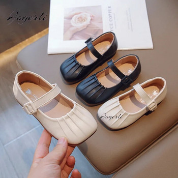 Δερμάτινα παπούτσια για κορίτσια Άνοιξη φθινόπωρο Νέα μόδα δαντέλα πλισέ Μικρή μοντέρνα ρηχή στοματική μονόκλινα φλατ Baby casual loafer