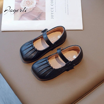 Δερμάτινα παπούτσια για κορίτσια Άνοιξη φθινόπωρο Νέα μόδα δαντέλα πλισέ Μικρή μοντέρνα ρηχή στοματική μονόκλινα φλατ Baby casual loafer