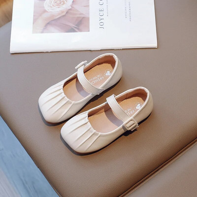 Meiteņu ādas apavi Pavasaris Rudens Jauns Modes Mežģīnes Plisētas Mazas Modes Sekla Mute Viendzīvokļi Bērnu Ikdienas Klāpīt