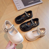 Dječje PU cipele za djevojčice Sjajne cipele za princeze Proljeće Jesen Novi modni trend Dječje mokasine 26-35 Crno-bijele