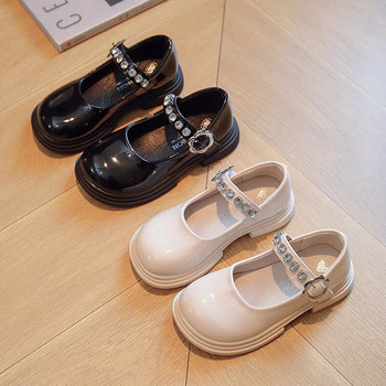 Παιδικά PU Παπούτσια Κοριτσίστικα στρας Γυαλιστερά Princess Flats Άνοιξη Φθινόπωρο Νέα Τάση Μόδας Παιδικά Loafer 26-35 Μαύρο Λευκό