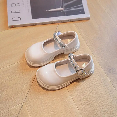 Dječje PU cipele za djevojčice Sjajne cipele za princeze Proljeće Jesen Novi modni trend Dječje mokasine 26-35 Crno-bijele