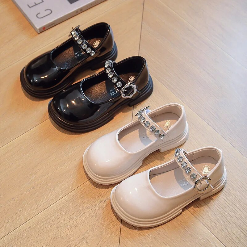 Dječje PU cipele za djevojčice Sjajne cipele za princeze Proljeće Jesen Novi modni trend Dječje mokasine 26-35 Crno-bijele