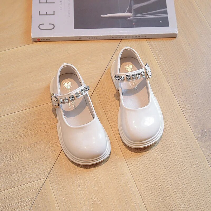 Dječje PU cipele za djevojčice Sjajne cipele za princeze Proljeće Jesen Novi modni trend Dječje mokasine 26-35 Crno-bijele