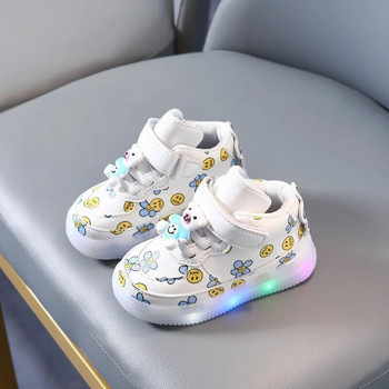 Детски обувки Детски LED осветени бордови обувки Пролет 2023 г. Нови 1-6 годишни момчета Спортни обувки Момиче Бебешки светещи обувки кроссовки