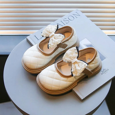 Princess PU cipele s bisernom mašnom za djevojčice Nove dječje ravne cipele Dječja plesna obuća za zabave Školska dječja mokasina Mary Jane