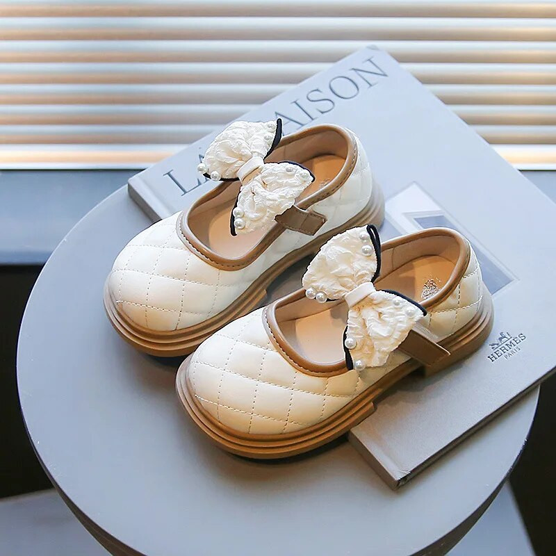 Princess PU cipele s bisernom mašnom za djevojčice Nove dječje ravne cipele Dječja plesna obuća za zabave Školska dječja mokasina Mary Jane
