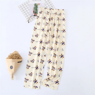 Jesenske višebojne printane muške tanke pamučne pidžame Hlače s klima uređajem Uvećane široke kućne duge hlače protiv komaraca