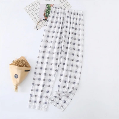 Jesenske višebojne printane muške tanke pamučne pidžame Hlače s klima uređajem Uvećane široke kućne duge hlače protiv komaraca