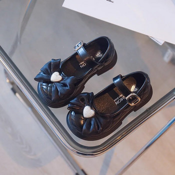 PU обувки за момичета Перлена панделка Мека долна част Модни апартаменти на принцеса Детски обувки за бебета Момичета за парти Мокасини за малки деца