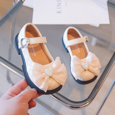 Lányos PU cipők Pearl masni puha alsó divatos hercegnős lakások gyerekeknek csecsemők lányok buli tipegő naplopó