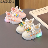 Vaikiški batai kūdikiams mergaitėms berniukams mieli animaciniai sportbačiai vaikams tinkliniai kvėpuojantys laisvalaikio batai mažyliams, LED lemputės, batai pėsčiomis