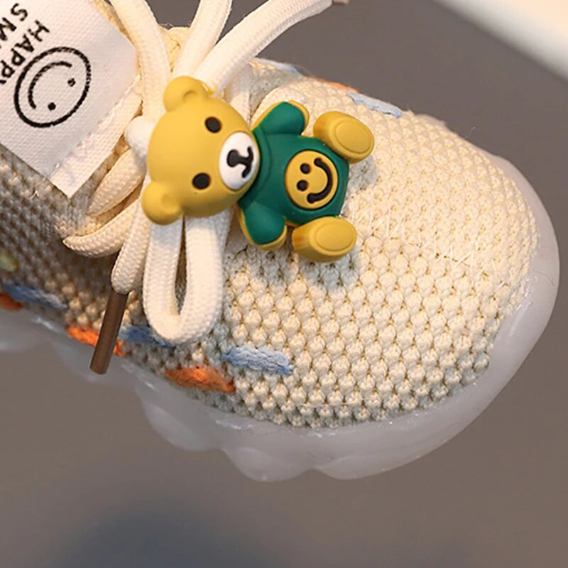 Vaikiški batai kūdikiams mergaitėms berniukams mieli animaciniai sportbačiai vaikams tinkliniai kvėpuojantys laisvalaikio batai mažyliams, LED lemputės, batai pėsčiomis