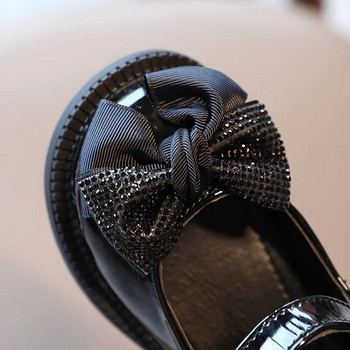 Кожени обувки за момичета 2023 Есенни нови обувки за принцеса с лък за момичета Бели детски единични обувки Bbay Обувки за бебета