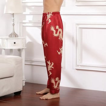 Нов стил Мъжки дълги пижами Панталони Пролет Лято Ежедневни копринени домашни облекла Мъжки пижами за сън Панталони за баня 4XL Панталони за сън