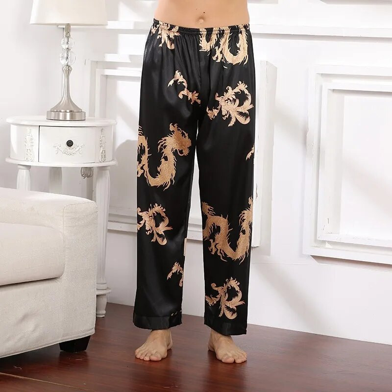 Új stílusú férfi hosszú pizsama nadrág tavaszi nyár alkalmi selymes otthoni viselet férfi pizsama fürdőnadrág 4XL alvó nadrág