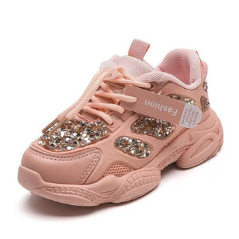 Αθλητικά παπούτσια για κορίτσια Ανοιξιάτικα Παιδικά Αθλητικά Παπούτσια στρας Glittering Outdoor Leisure Shoes for Kids Girls Sequined Kids Toddler