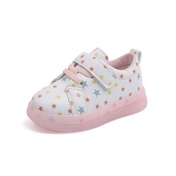 Бебешки обувки Star Sport Shoe Мека подметка Мигаща светлина Бебешки обувки за момче Универсални противохлъзгащи обувки Trend за малко момиченце Детски обувки Tênis