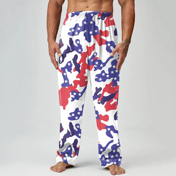 Мъже Пролет Лято Ден на независимостта Печат Пижама Панталони Дълги панталони Ежедневни панталони Панталони за мъже