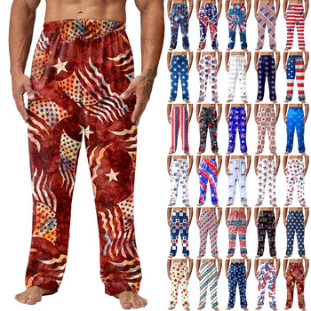 Мъже Пролет Лято Ден на независимостта Печат Пижама Панталони Дълги панталони Ежедневни панталони Панталони за мъже