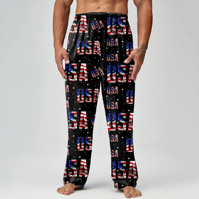 Vīrieši Pavasara vasara Neatkarības diena Drukāt Pidžamas bikses Garās bikses Ikdienas bikses Vīriešu bikses