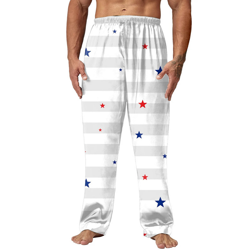 Vīrieši Pavasara vasara Neatkarības diena Drukāt Pidžamas bikses Garās bikses Ikdienas bikses Vīriešu bikses