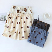 Vīriešu kokvilnas šorti brīvi, glīti, lāča apdruku, pidžamas, pāra sieviešu mājas šorti, guļamveļa atpūtas telpa, apģērbi, mode, vasaras gultnes