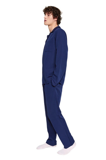 Обикновен комплект мъжка пижама с прав дълъг ръкав Trendyol